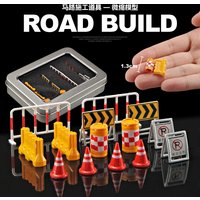Collector 1/64 Road Construction Roadblock Miniature Scene Diy Puppet Model with Shooting Props Urban Sand Table Ornaments