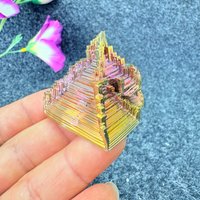 1PC Rainbow Aura Crystal Pyramid Artificial Ore Mineral Green & Purple Metal Home Decor Collectible Specimen