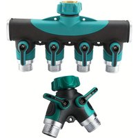 3/4" 4-Wege-2-Wege-Schlauchanschluss Splitter Garten Wasser Splitter Wasserhahn Adapter Schlauch Absperrventil für Hausgarten