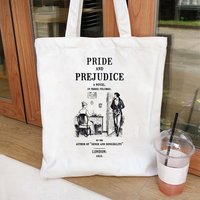 Jane Austen Tote Bags Vintage Pride and Prejudice Shopping Bag Pemberley Mr Darcy Bookish Trravel Bag Book Lover Gift