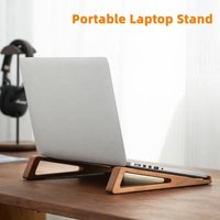 1Pair Portable Wooden Laptop Stand,Compact Travel Laptop Riser for Notebooks Tablets,12°Adjustable Angle,Good Heat Dissipation