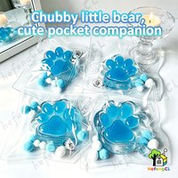 Blue Glitter Cat Paw Squishy Toy With Pom Pom Squeeze Fidget Toy Cute Animal Paw Stress Relief Pocket Sensory Kids Gift