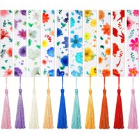 10 Pcs Flower Resin Bookmarks Transparent Women's Floral Bookmarks Cute Bookmarks with Tassels Flower Page Markers