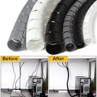 2m Flexible Spiral Cable Organizer Clips Storage Pipe Cord Protector Management Cable Winder Desk Tidy Cable Accessories Tools