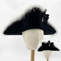 New 18th Century Tricorne Hat Black Frederick The Great Hat Prussian Cosplay Hat Three Cornered Cap Vintage Adult Prop Accessory