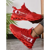 New Arrival Red Mesh Running Shoes For Men Women, Breathable Lightweight Sneakers With Non-Slip Blade Sole, Casual Athletic Trai