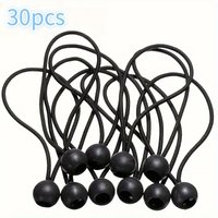 30/50 PCS 6-Inch Black Bungee Cable Tie Cords with Balls Heavy Duty Nylon Tie Downs for Tarp Tents Cargo RV Bundling Strap