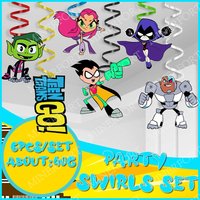 Teen titans GO Spiral Swirls T-Teen T-Titans Themed Hanging Products Centerpieces for Decorating Birthday Baby Party Arrangement