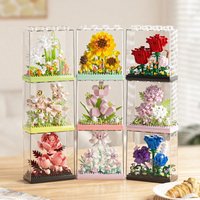 Flower Micro Building Blocks Set, DIY Mini Flower Puzzle Kit, Rose Tulip Sunflower Peony Carnation Lily Gardenia, Desk Decor Hom