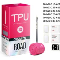 CYCLAMI Stainless Steel Valve Higher Quality French FV Presta TPU Inner Tube For Road Bike Tires 700C 700 x 18 23 25 28 30 32 C