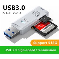 Multi Functional 2-in-1 Micro High-speed USB 3.0 / 2.0 Card Reader Supports TF+SD Computer, Tablet Camera, Laptop, Car Mounted