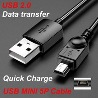 1m/2m/3m USB 2.0 5Pin Mini USB to USB A Fast Charge Cable with Data transmission for MP3 MP4 Player Car DVR GPS Digital Camera