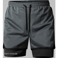 Men's Running Shorts Outdoor Training Quick-Drying Fitness Black Double Layer Shorts Men Soft Moisture-Wicking Fitness Shorts