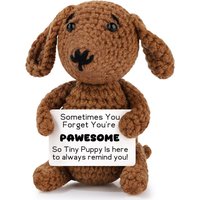 Creative Crochet Dog Dolls Desktop Decoration Ornaments Mini Handmade Knitted Emotional Support Positive Doll With Cards Gifts