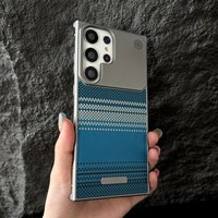 Kevlar Carbon Fiber Pattern Frameless Magnetic Phone Case For Samsung S26 S25 S24 S23 S22 Ultra Plated Borderless Colorful Cover