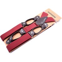 35mm Width Suspenders for Men Dark Brown Leather Button Elastic Y Back Male Fashion Suspenders Pant Braces Jock Strap Men