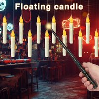 (SPOR) Floating Candles with Magic Wand Remote-Halloween Decorations 12PCS LED Flameless Taper Candle for Halloween Decor