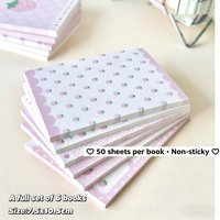 6PC Korean Pink Strawberry Note Pad Ins Style Non-sticky Handbook Material Base High-value Memo Student Notepad Note Cute Gift