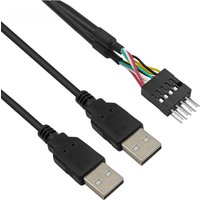 50cm Motherboard Mainboard Dupont 2.54 9Pin Dual USB 2.0 Type-A Male to Male Extension Data Cable Cord Wire Line for PC DIY