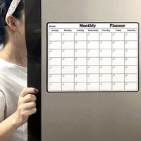2 Pack Magnetic Refrigerator Whiteboard Set Monthly Dry Erase Calendar + Blank Memo Board Reusable Message Planner for Kitchen F