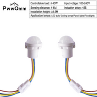 A220V 110V LED Sensitive Night Light Home Indoor Outdoor Infrared Light Motion Sensor Detection Automatic Sensor Light Switch