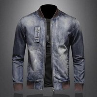 Veste en jean homme printemps automne vintage, col montant contrastant, style punk, manches longues, coupe slim, polyvalente, vêtement d'extérieur pour homme