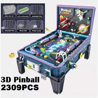GULY60526 Creative 3D Retro Space Pinball Game Table 2309 Pcs Assembled Building Blocks Lights Music City DIY Toy Birthday Gift