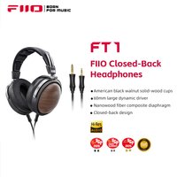 FiiO FT1-New version Closed-Back Over-Ear Fiber Composite Diaphragm Wired Hi-Fi Headphones, American walnut Ear Cups for Studio