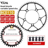 VXM Road Bike Chainwheel 110BCD Crankset Aluminum Alloy Double Chainring Riding 34/50T 36/52T39/53T 5 Bolts Bicycle Cycling Part