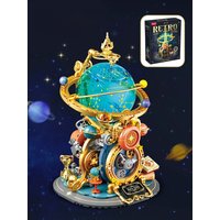 Retro Planetarium Building Blocks Assembled Globe Movable Model Toy Astronomical Element Decoration Collection Children's Gift