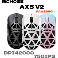 MCHOSE AX5 V2 Wireless Gaming Mouse 8KHz Polling PAW 3950 42000DPI Optical Sensor 56g Tri-Mode 130h Battery Magnesium Alloy