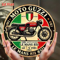 1981 Moto Guzzi Le Mans 851 Vintage Italian Motorcycle Retro 2D Flat Round Metal Tin Sign Wall Art Plaque For Garage Man Cave Bi