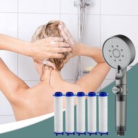 5-Mode Filtered Shower Head High Pressure Adjustable Sprayer with 5 Filters Water Saving Handheld Shower Set for Home RV Dorm