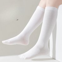 Knee-High School Socks for Kids, Solid Color, White Comfy Breathable Soft Knit Fabric, long socks for girls, All-season