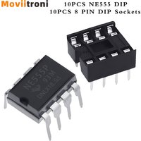 20/50Pcs (10/25 each) NEW NE555 NE555P IC 555 Timer Programming Oscillator Chip 8 Pin DIP-8 Sockets for Pulse Generator