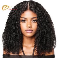 Kinky Curly Wigs Human Hair 4x4 Lace Closure Wig For Women Indian Curly Human Hair Wigs Natural Color 200% Density
