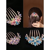 1/3pcs Fashion Crystal Flower Hair Combs For Women Updo & Wedding Hair Accessories