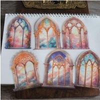 10 Pcs See The Scenery From The Window Style PVC Sticker Scrapbooking DIY Gift Decoration Tag