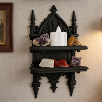 Cross-Border Gothic Dark-Style Double-Layer Wall Shelf For Retro Personalized-Style Wall Decoration & Storage Scenario