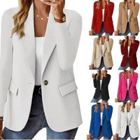 Women's blazer casual long-sleeved top solid color suit collar button simple temperament commuter plus size blazer