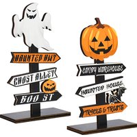 Halloween Wooden Ornament Ghost Pumpkin Skull Horror Desktop Decoration For Kids Halloween Party Supplies