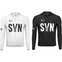 Black White SYN Winter Men's Pro Thermal Soft fleece lining Long Sleeve Cycling Jersey Women Unisex Winter Cycling Clothes