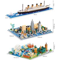 Mini Building Block New York London Architecture RMS Titanic Ship Diamond Particle DIY Miniature Brick Children Educational Toys