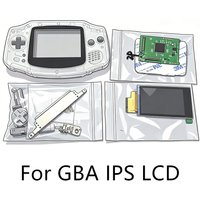 GBA No Cut 2.9 Inch High Bright IPS LCD Screen+Full Shell Kit For GameBoy Advance GBA Drop-in Easy Install Mod Replacement Parts