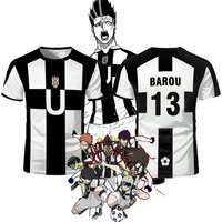 2026 Five Person Football Motif VL Replika Tee Anime Ubers Blue Lock Full Print Tees BAROU Short Sleeve Cosplay Uber Men T-shirt