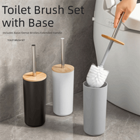 Anti Drip Toilet Brush Set Standing Base Long Handle Bathroom Cleaning Tool Soft Bristles Nordic Style Toilet Rim Cleaner Brush