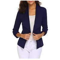 Womens Blazer Casual Open Front Work Office Blazer Jacket 3/4 Sleeve Lapel Coats with Removable Shoulder Pads