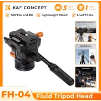 K&F CONCEPT Fluid Tripod Head 360° Smooth Pan/Tilt Arca-Swiss Compatible Lightweight Plastic Max Load 7.6 lbs for Travel FH-04