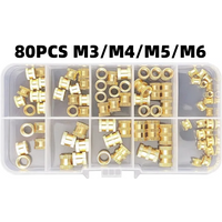 80PCS Knurled Brass Threaded Inserts Heat-Set Nuts M3 M4 M5 M6 for 3D Printed PLA ABS Resin Models