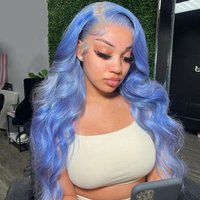 Transparent HD Lace Frontal Wigs Brazilian Colored Human Hair Wig High Quality Blue Purple Body Wave For Women Pre Plucked